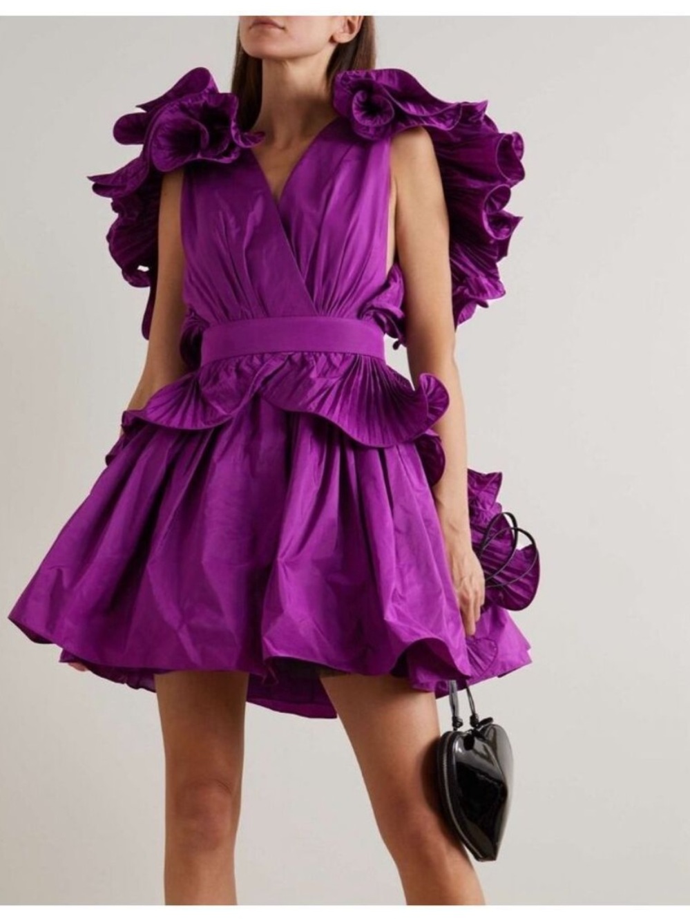 NWT Avara Sylvia Ruffle Mini Dress Purple Size Small